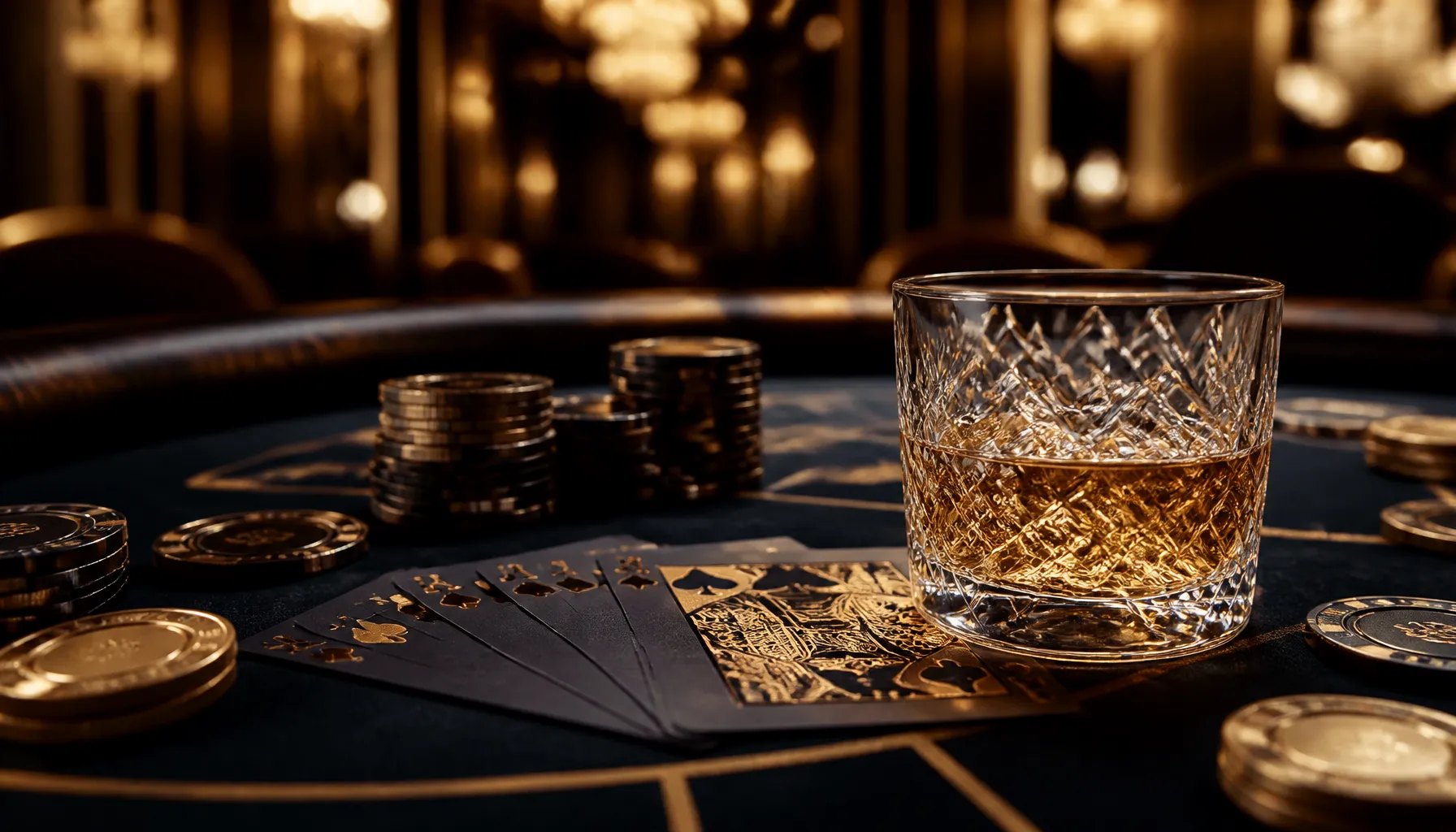 Close-up of gleaming gold coins scattered on deep emerald velvet surface with cinematic warm lighting